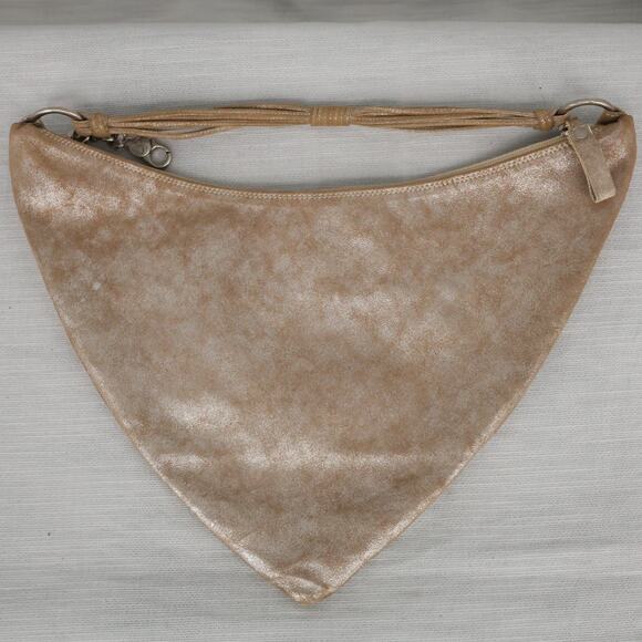 Donald J Pliner Couture Bag Womens Gold Metallic Leather Zip Small Hobo Handbag - Picture 16 of 16